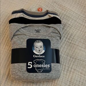Gerber 5-Pack Gray and Blue Onesies